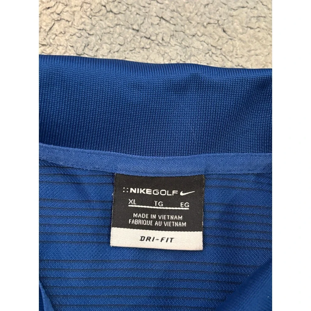 Nike Golf Polo Shirt Mens XL Blue Striped Dri Fit Active Performance 274038